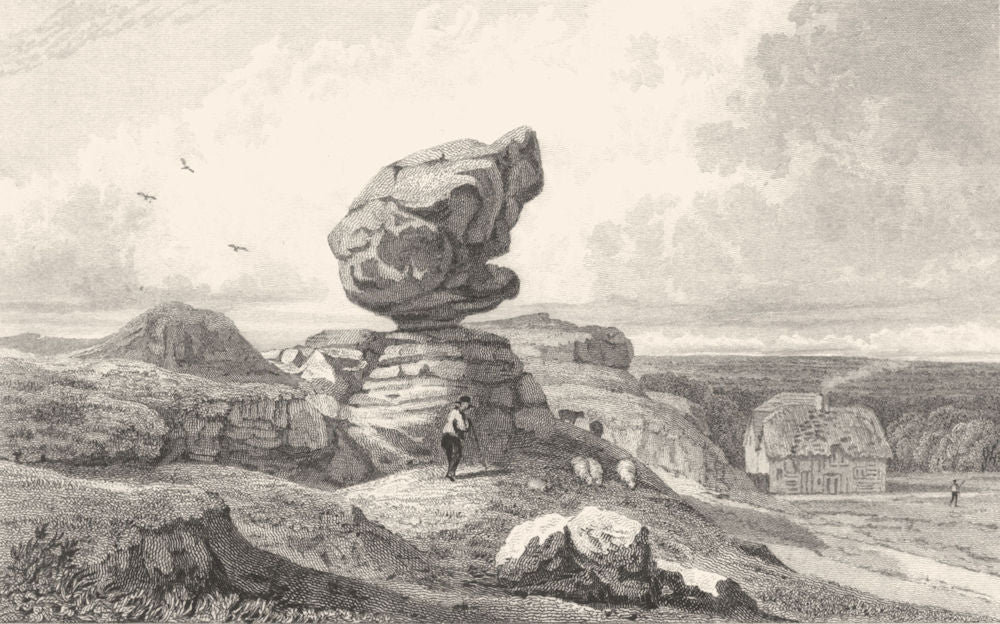 KENT. Singular Rocks on Rustall Common, nearTunbridge wells. Allen 1833 print